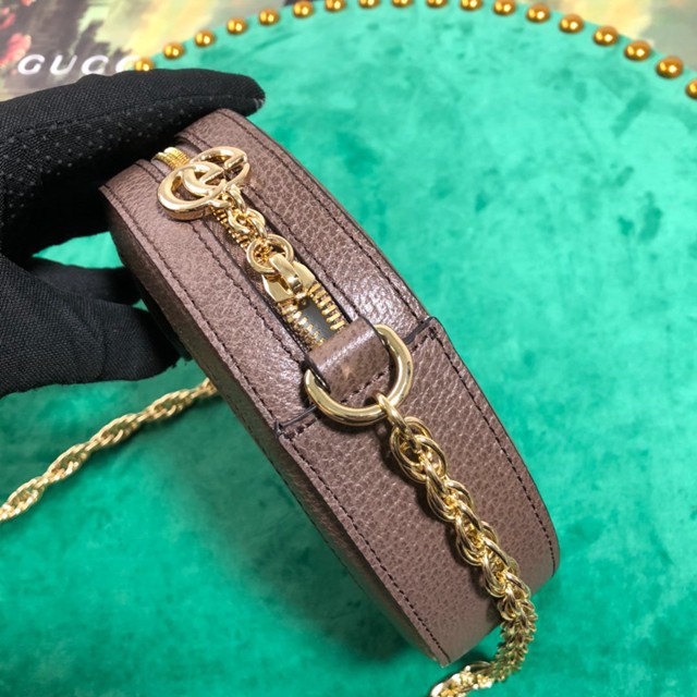 Gucci經典款女包 550618 古馳Ophidia系列 圓形迷你肩背包 古奇mini圓餅包鏈條包  gqy1947